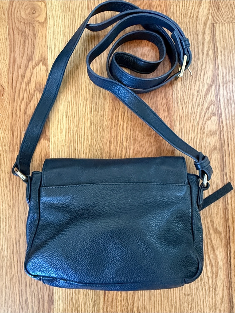 Aimee Kestenberg Black Leather Crossbody with Gold Zippers - Picture 5 of 10